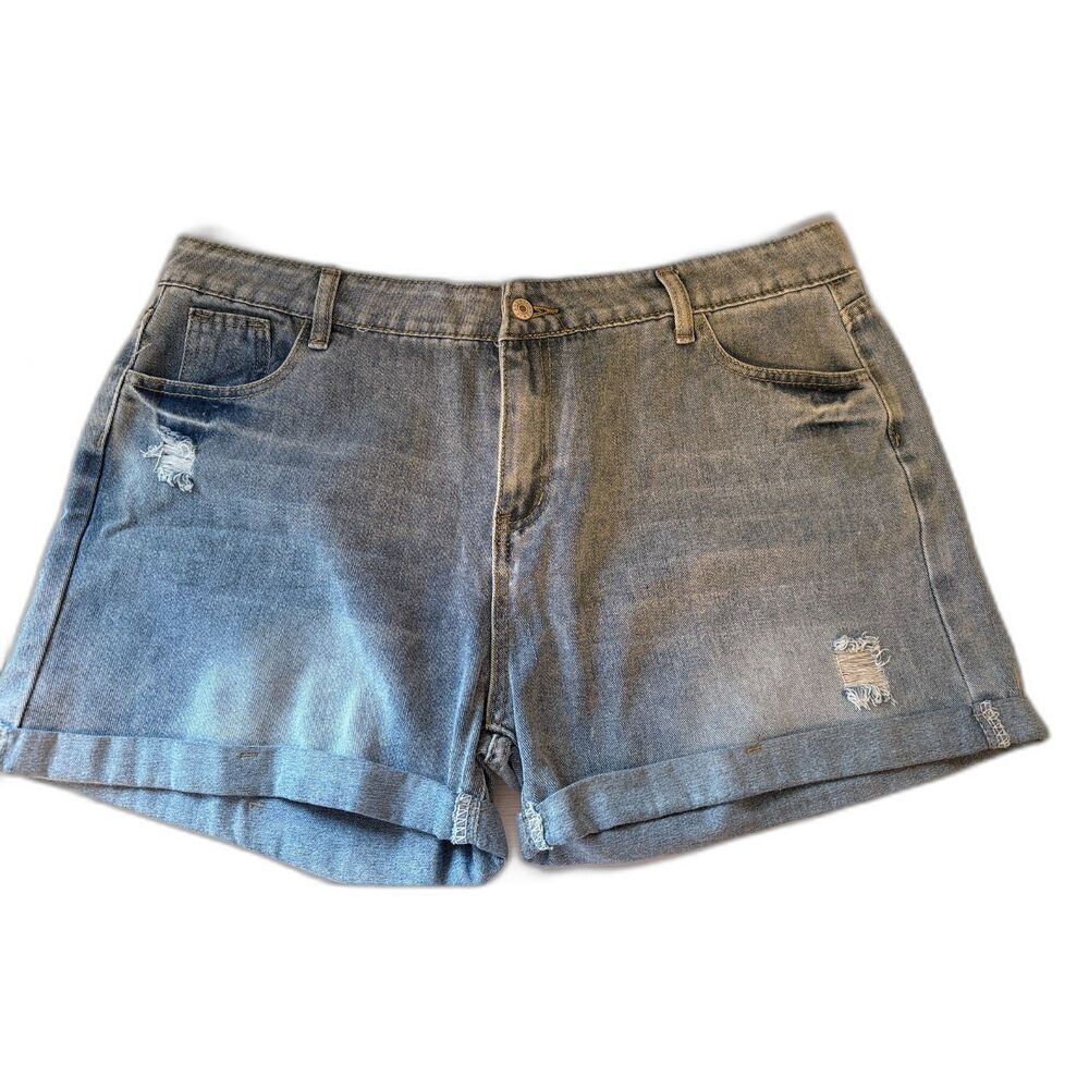 Lee High Rise Distressed Denim Bermuda‎ Shorts Plus Size 20 NWT Dark Past Wash